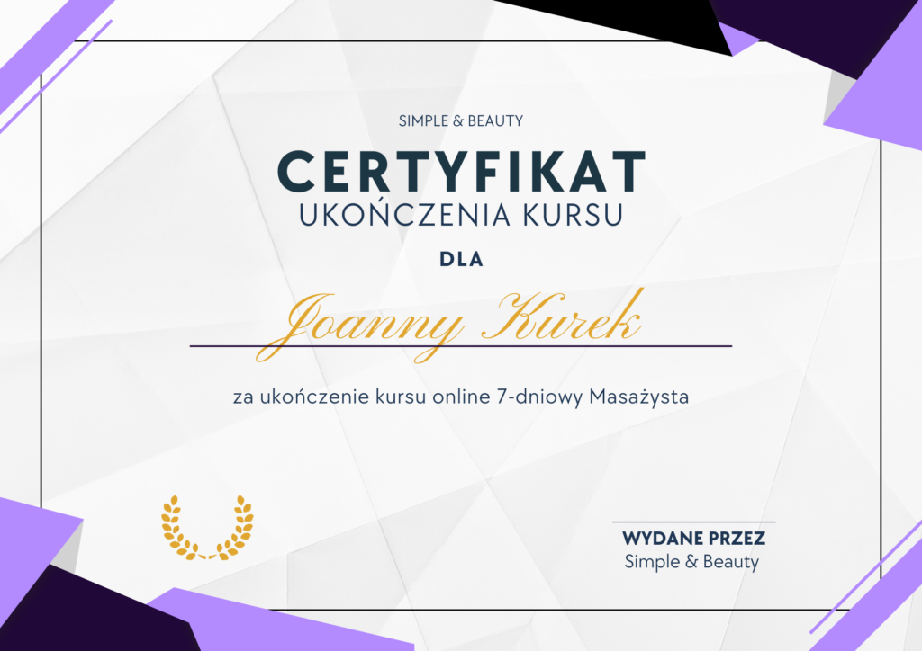 Certyfikat Simple & Beauty
